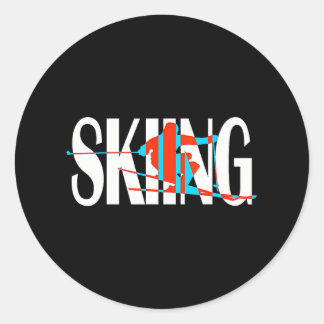Pegatina Redonda Funny Skiter Winter Guay Freeskier