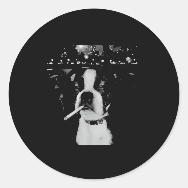 Pegatina Redonda Funny Smoking Dog Meme  (Anverso)