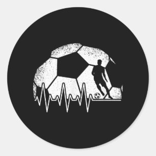 Pegatina Redonda Funny Soccer Heartbeat Soccer Player
