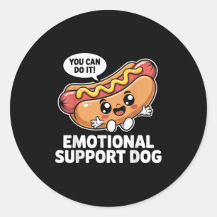 Pegatina Redonda Funny Soporte Emocional Hot Dogs Motivación Pun