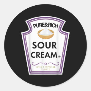 Pegatina Redonda Funny Sour Cream Group Condiment Family Halloween