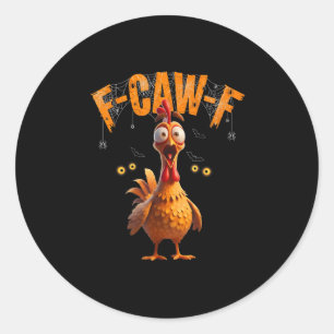 Pegatina Redonda Funny Spider Web Chicken F-caw-f