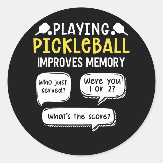 Pegatina Redonda Funny Sports Pickleball Player (Anverso)