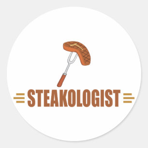 Pegatina Redonda Funny Steak