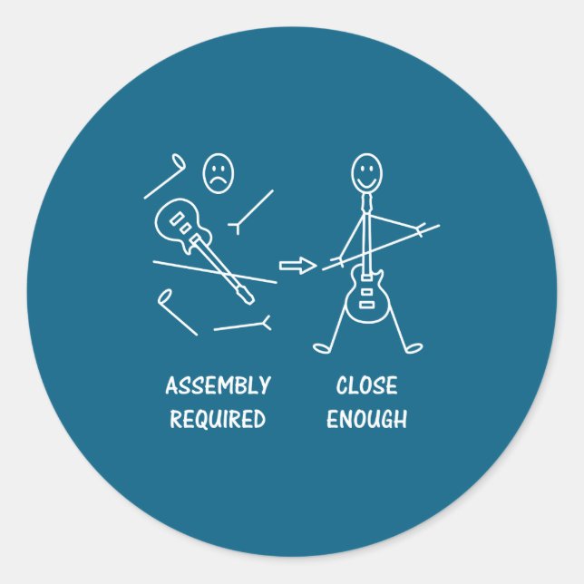 Pegatina Redonda Funny Stickman Guitarist Embly  (Anverso)