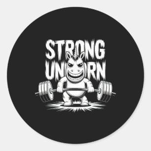 Pegatina Redonda Funny Strong Crucifix Lifting Unicorn