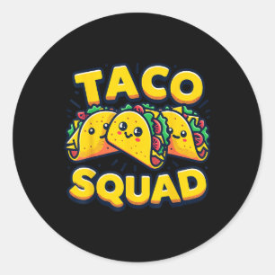 Pegatina Redonda Funny Taco Squad cuece comida mexicana