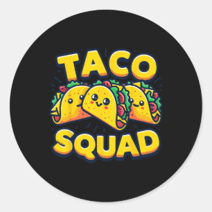 Pegatina Redonda Funny Taco Squad cuece comida mexicana