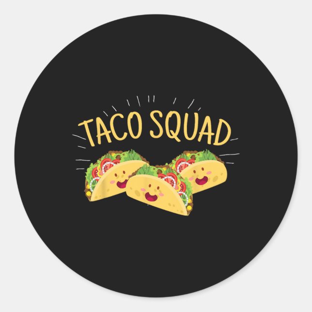Pegatina Redonda Funny Taco Squad cuece comida mexicana Lover Tee R (Anverso)