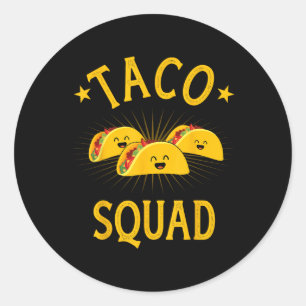 Pegatina Redonda Funny Taco Squad Para La Tripulación Martes De Tac