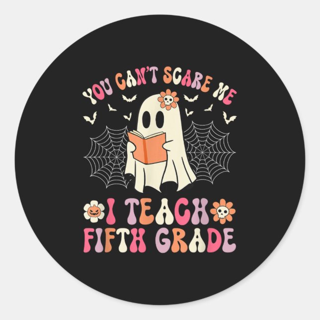 Pegatina Redonda Funny Teacher Halloween 2025 Disfraces Camisetas P (Anverso)