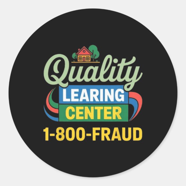 Pegatina Redonda Funny Teacher Quality Learning Center Academic Des (Anverso)