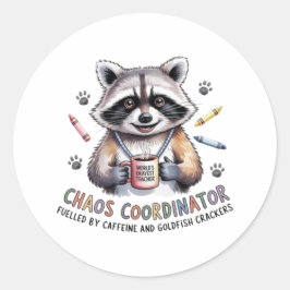 Pegatina Redonda Funny Teacher Sticker Chaos Coordinator Gift for W