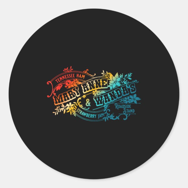 Pegatina Redonda Funny Tennessee-ham Mary Anne &amp; Wanda's Strawb (Anverso)