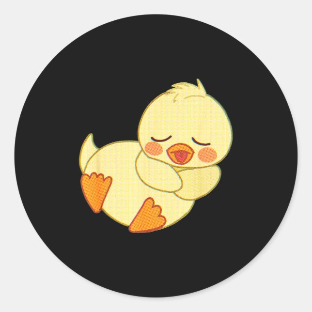 Pegatina Redonda Funny Tired As Duck I Love Cute Ducklings Quote Gi (Anverso)