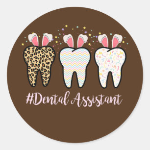 Pegatina Redonda Funny Tooth Dental Assistant DentiLife Easter