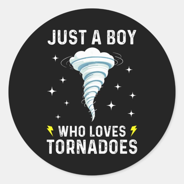 Pegatina Redonda Funny Tornado Gift For Boys Kids Hurricane Weather (Anverso)