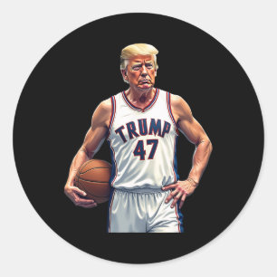 Pegatina Redonda Funny Trump 47 Bysketll Player Team