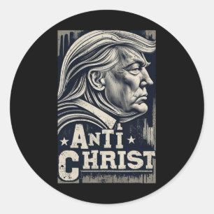 Pegatina Redonda Funny Trump Anti Christ Jesus Christian Faie Tee