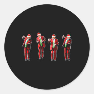 Pegatina Redonda Funny Trump baila Papá Noel Navidades Navidad Paja
