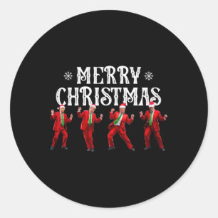 Pegatina Redonda Funny Trump baila Papá Noel Navidades Navidad Paja