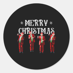 Pegatina Redonda Funny Trump baila Papá Noel Navidades Navidad Paja