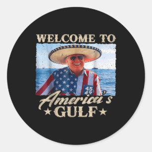 Pegatina Redonda Funny Trump Bienvenido Al Golfo De Las Américas, G