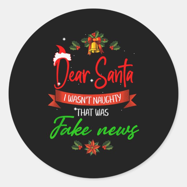 Pegatina Redonda Funny Trump Christmas Pajamas Fake News  (Anverso)