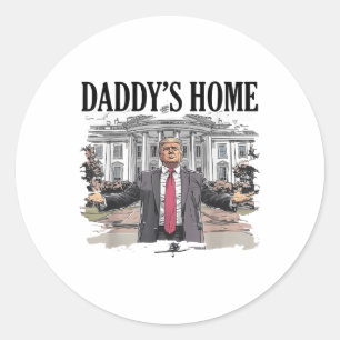 Pegatina Redonda Funny Trump daddys Casa Blanca _1