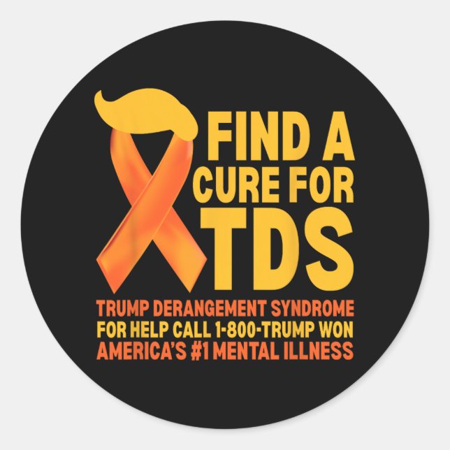 Pegatina Redonda Funny Trump Derangement Syndrome Tds Awareness Rep (Anverso)
