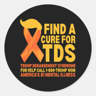 Pegatina Redonda Funny Trump Derangement Syndrome Tds Awareness Rep