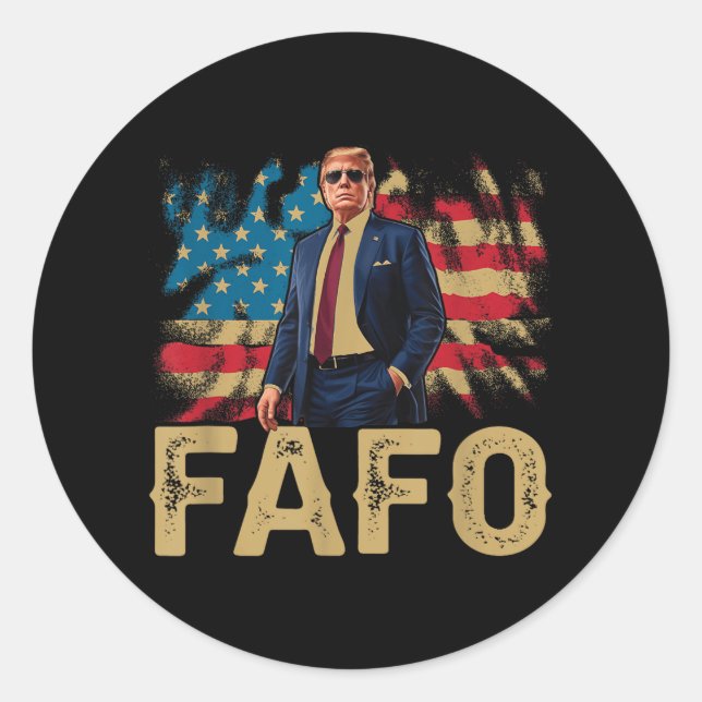 Pegatina Redonda Funny Trump Fafo, Y2k Fafo Trump Bandera Americana (Anverso)
