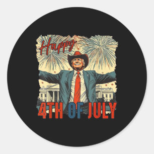 Pegatina Redonda Funny Trump Feliz 4 De Julio Día De La Independenc