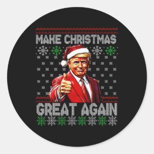 Pegatina Redonda Funny Trump hace a los Navidades grandes nuevament