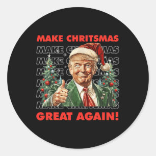 Pegatina Redonda Funny Trump hace a los Navidades grandes nuevament
