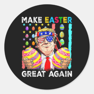 Pegatina Redonda Funny Trump hace grande la Pascua de nuevo el huev