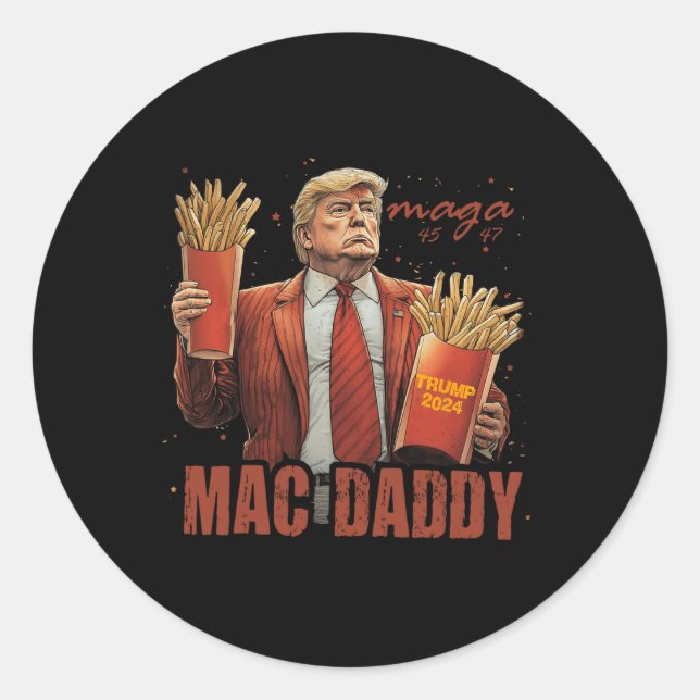 Pegatina Redonda Funny Trump Mac Daddy Tee (Anverso)