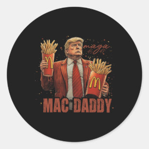 Pegatina Redonda Funny Trump Mcdon 2024 Fast Food Mac Daddy Hamburg