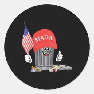 Pegatina Redonda Funny Trump Mega basura puede caricaturizar a pers