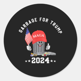Pegatina Redonda Funny Trump Mega basura puede caricaturizar a pers