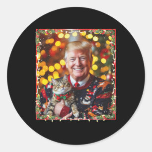 Pegatina Redonda Funny Trump Navidades sudan para los amantes del g