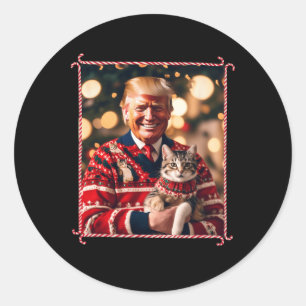 Pegatina Redonda Funny Trump Navidades sudan para los amantes del g