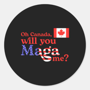 Pegatina Redonda Funny Trump oh Canadá Bandera De Estados Unidos Y