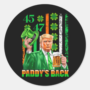 Pegatina Redonda Funny Trump Paddys Back 45 47 St Patricks Day Esta