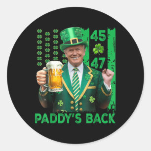 Pegatina Redonda Funny Trump Paddys Back 45 47 St Patricks Day Esta
