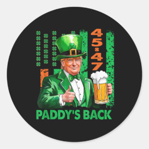 Pegatina Redonda Funny Trump Paddys Back 45 47 St Patricks Day Esta