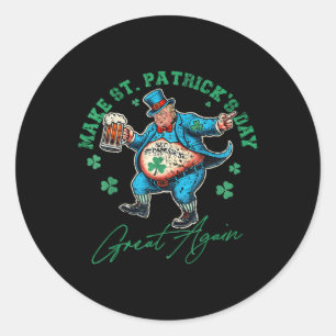 Pegatina Redonda Funny Trump St Patricks Day Bebe Hombres Irlandese