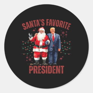 Pegatina Redonda Funny Trump X, el presidente favorito de Santa Cla