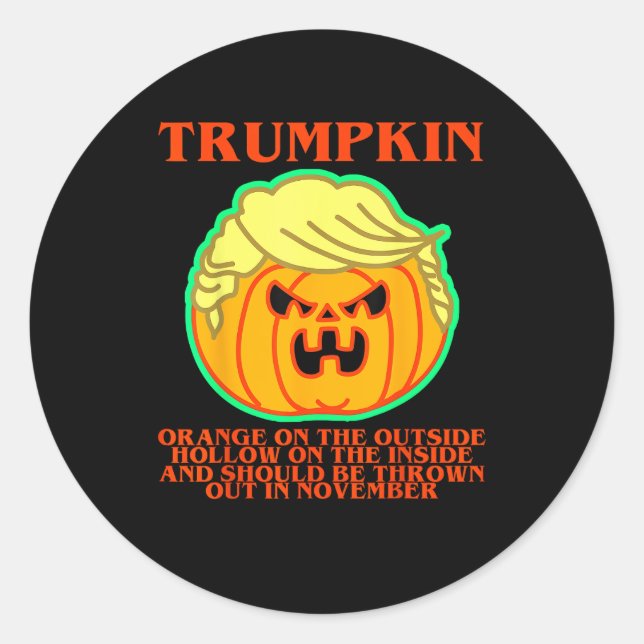 Pegatina Redonda Funny Trumpkin (Anverso)