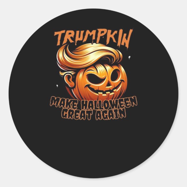 Pegatina Redonda Funny Trumpkin Classic (Anverso)